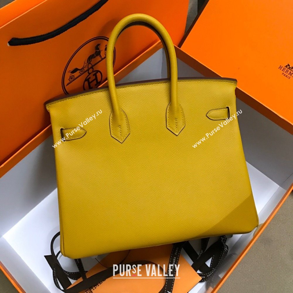 Hermes Birkin 25cm/30cm/35cm Bag in Original Epsom Leather Amber Yellow/Silver 2024 (Full Handmade) (XYA-24070103)