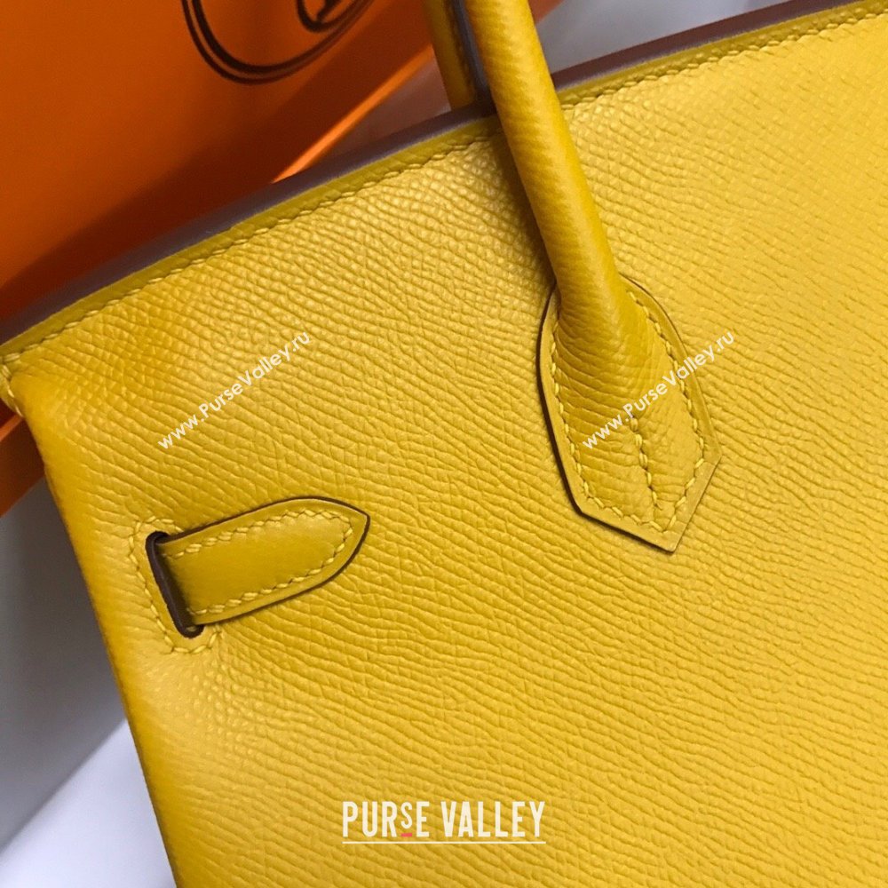 Hermes Birkin 25cm/30cm/35cm Bag in Original Epsom Leather Amber Yellow/Silver 2024 (Full Handmade) (XYA-24070103)