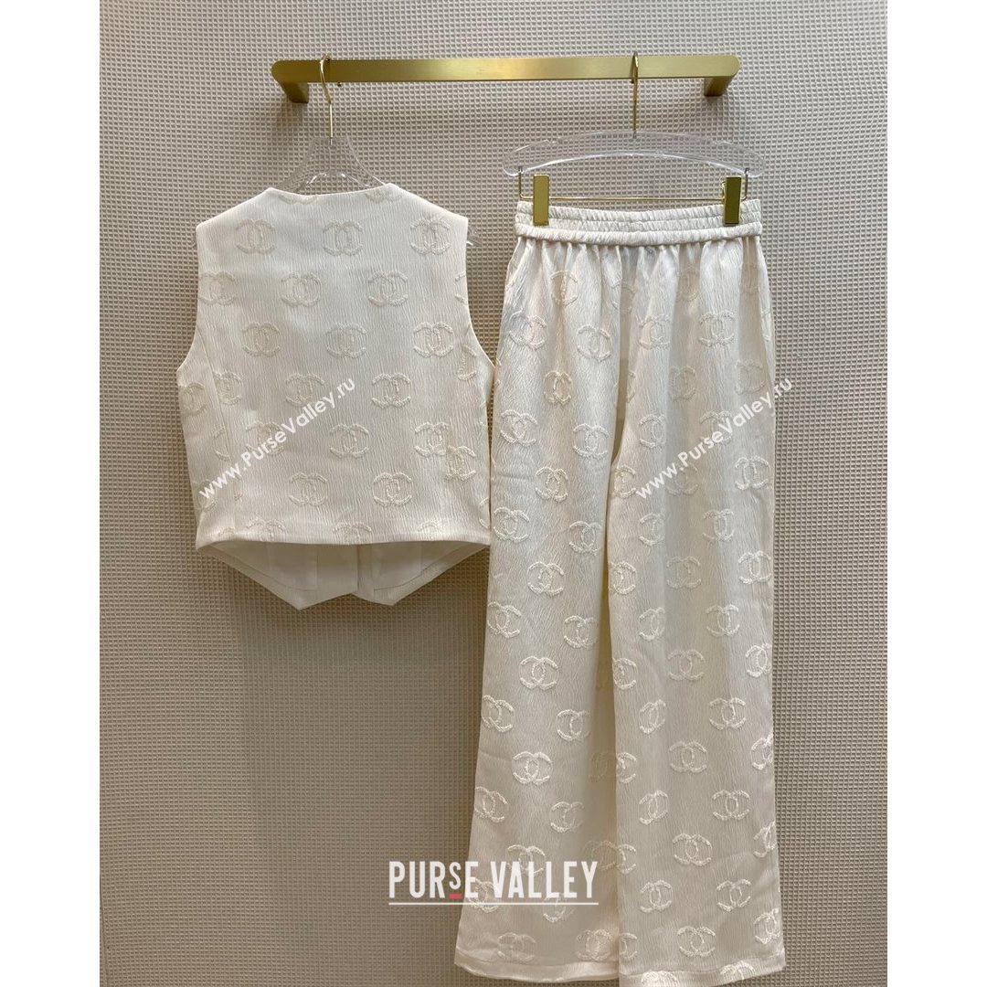 Chanel CC Vest and Pants Set White 2021 (Q-21082611)