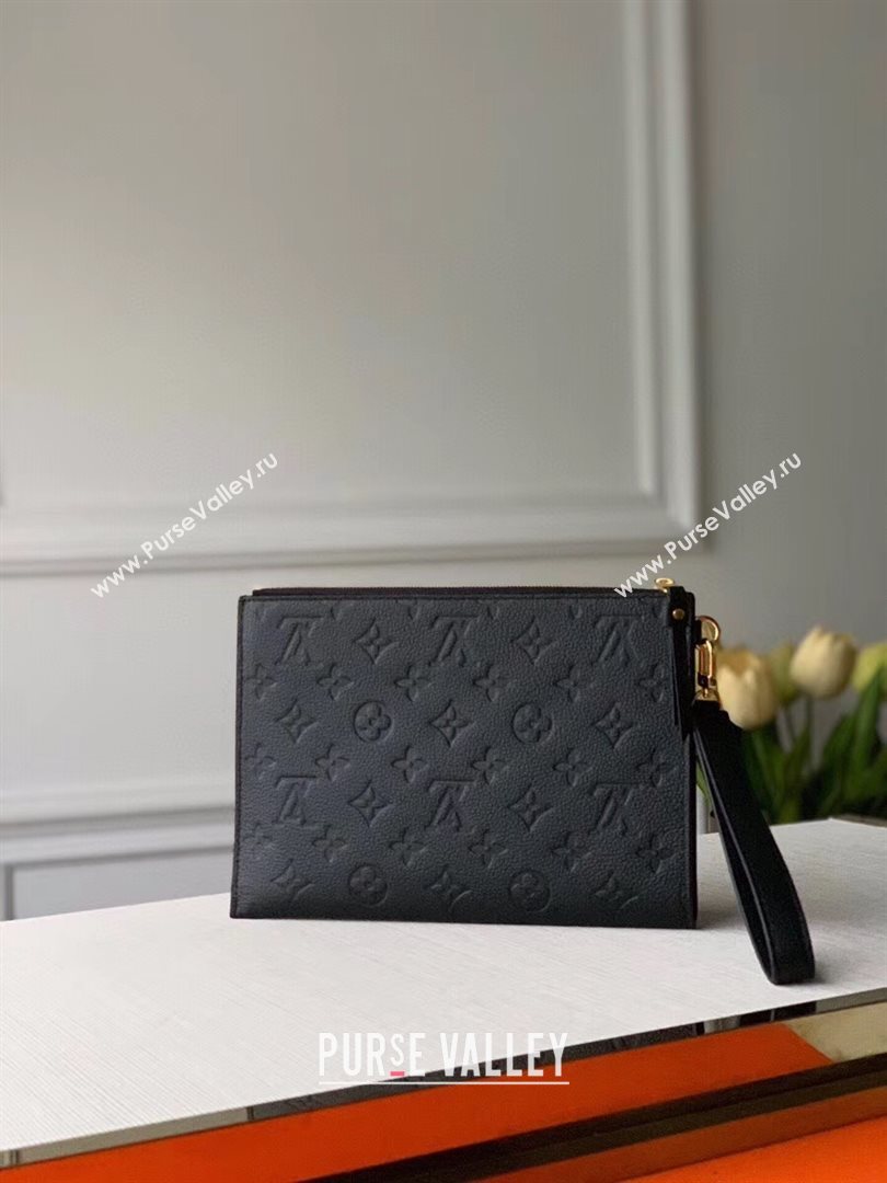 Louis Vuitton Pochette Mélanie MM Pouch in Black Monogram Leather M68705 2020 (KI-20112410)