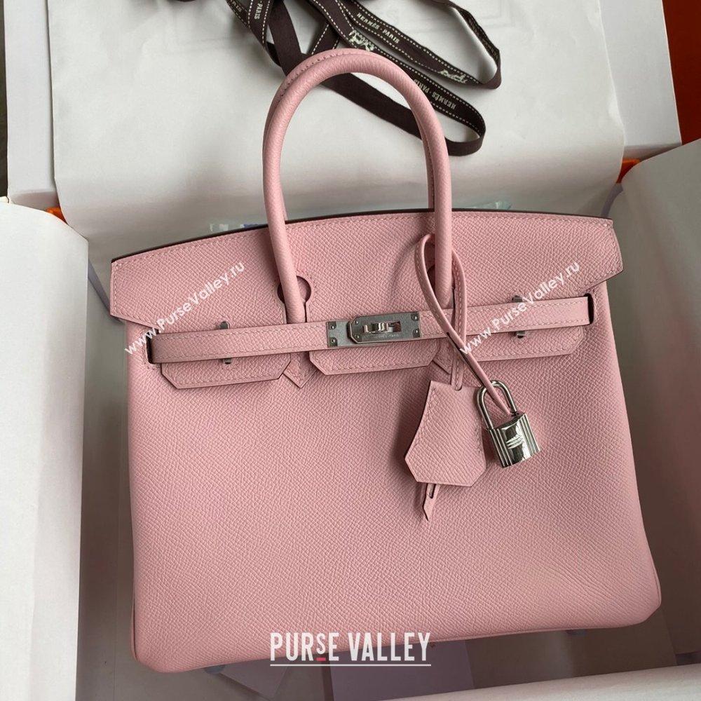 Hermes Birkin 25cm/30cm/35cm Bag in Original Epsom Leather 3Q Pink/Silver 2024 (Full Handmade) (XYA-24070104)