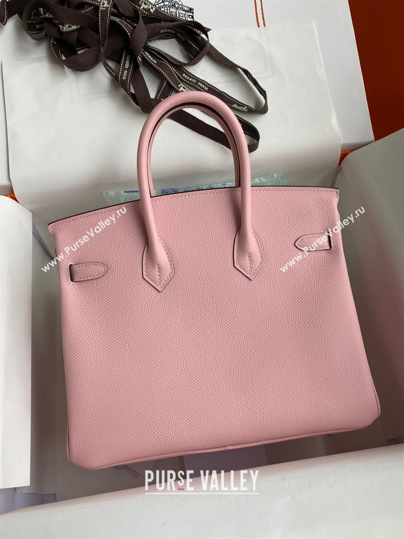 Hermes Birkin 25cm/30cm/35cm Bag in Original Epsom Leather 3Q Pink/Silver 2024 (Full Handmade) (XYA-24070104)