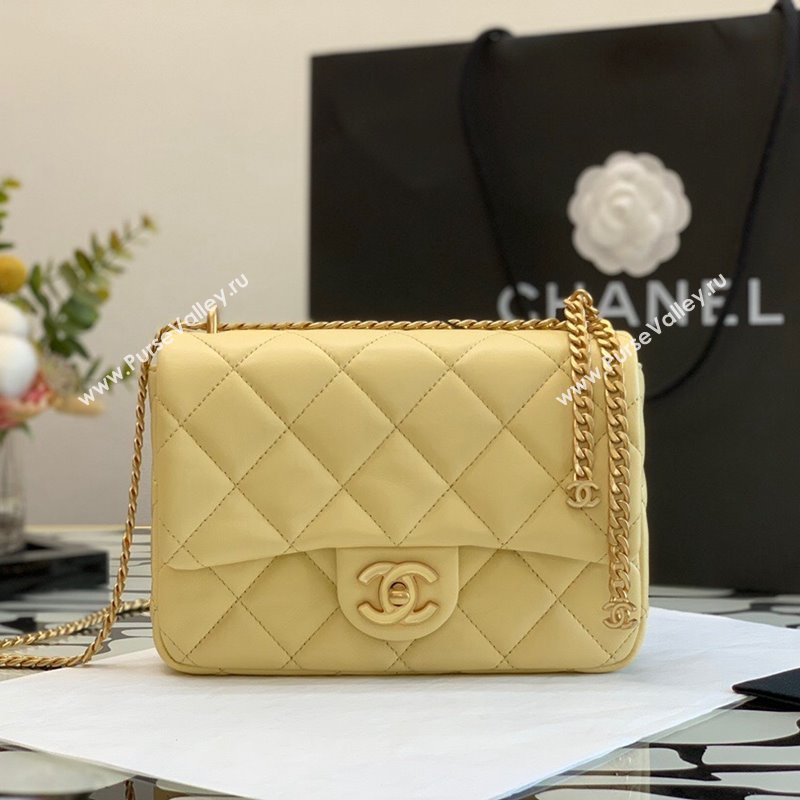 Chanel Lambskin & Enamel Small Flap Bag AS3112 Yellow 2022 (XING-22031402)