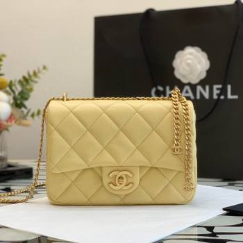 Chanel Lambskin & Enamel Small Flap Bag AS3112 Yellow 2022 (XING-22031402)