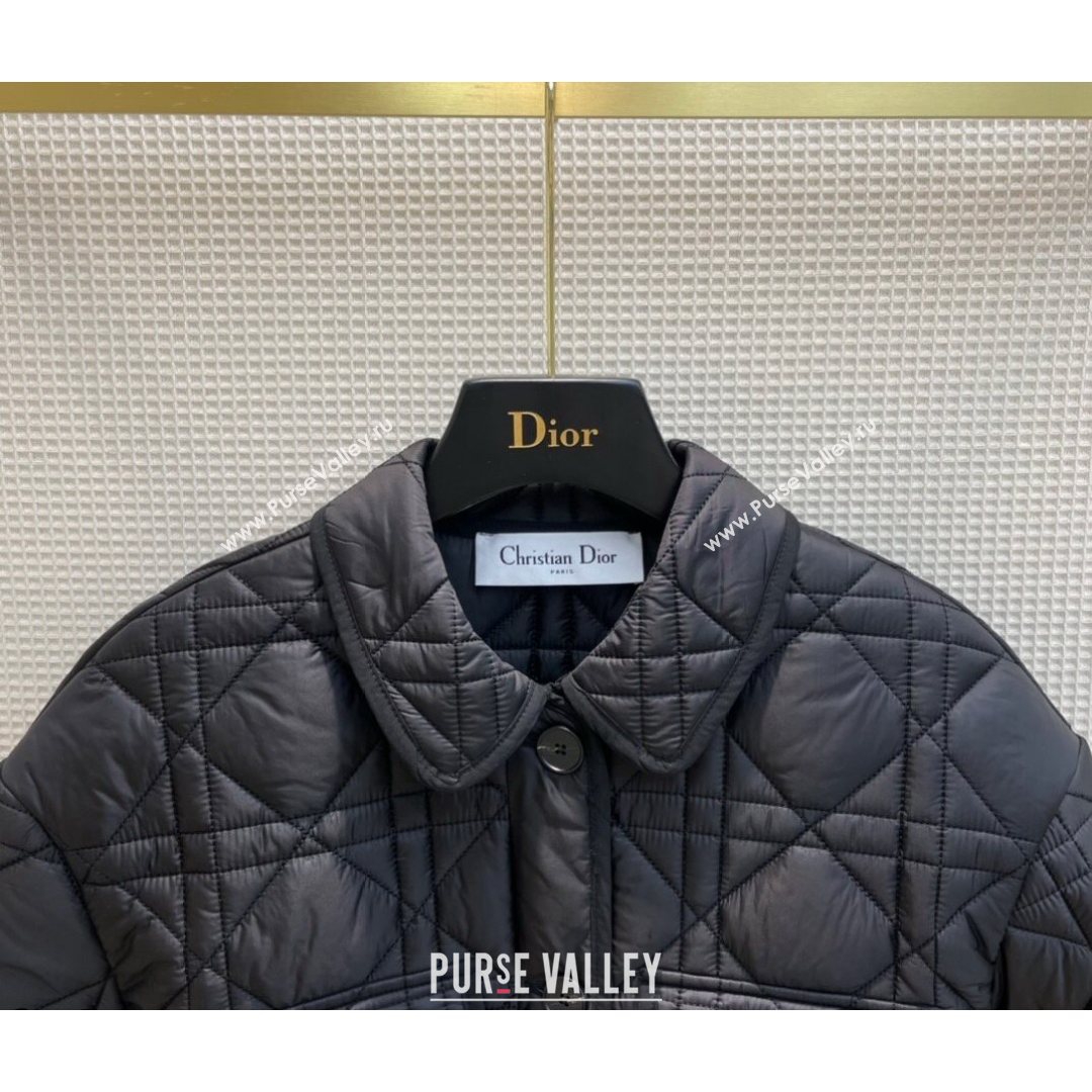 Dior Padded Cannage Long Coat Black 2021 (Q-21082613)