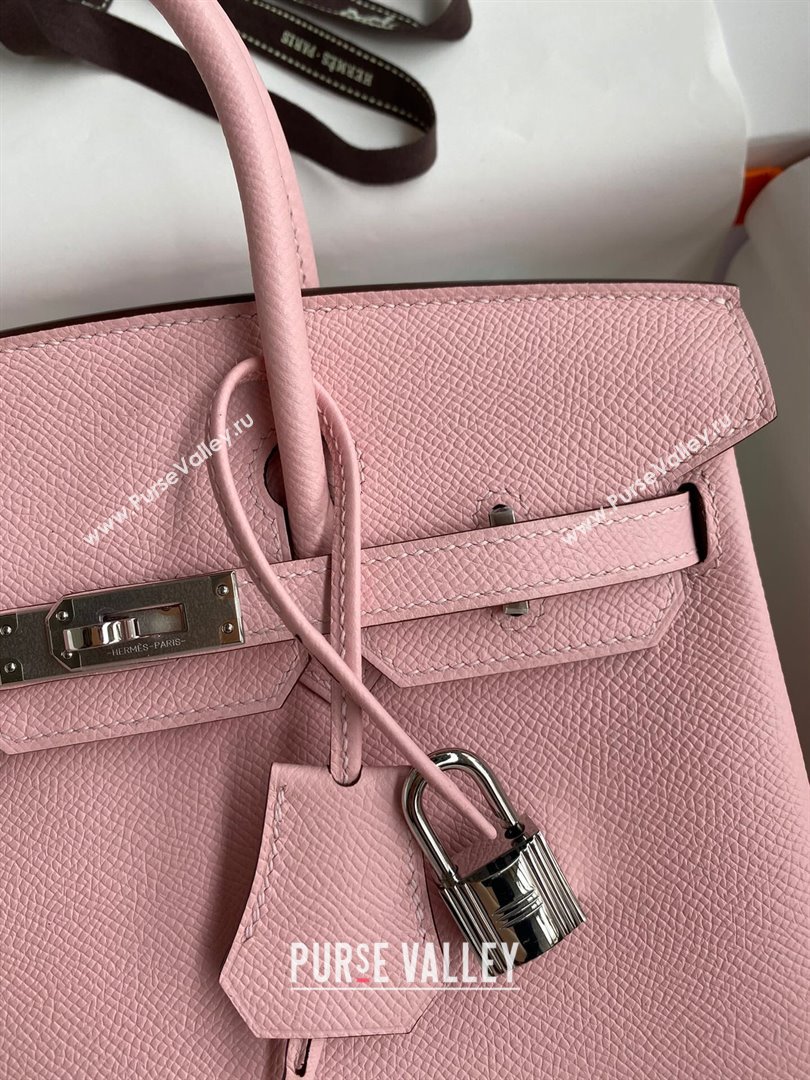 Hermes Birkin 25cm/30cm/35cm Bag in Original Epsom Leather 3Q Pink/Silver 2024 (Full Handmade) (XYA-24070104)