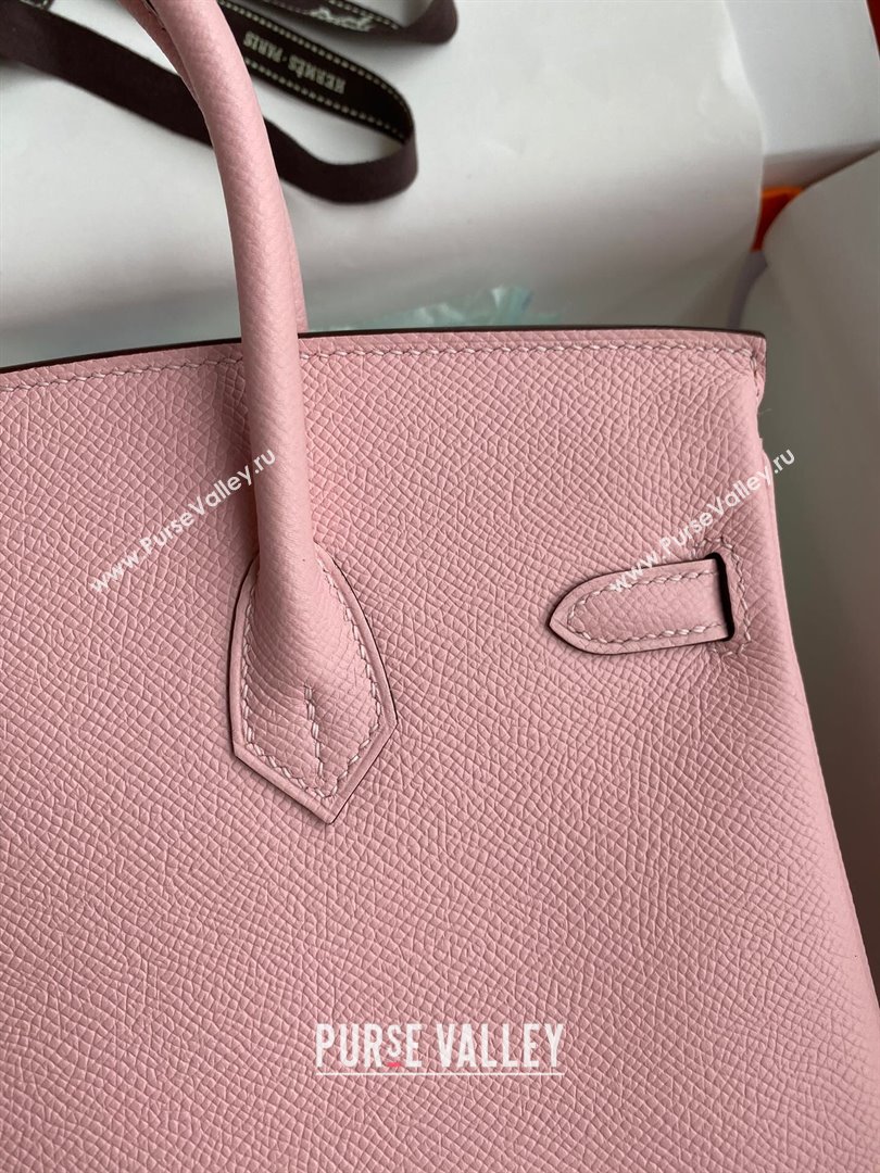 Hermes Birkin 25cm/30cm/35cm Bag in Original Epsom Leather 3Q Pink/Silver 2024 (Full Handmade) (XYA-24070104)