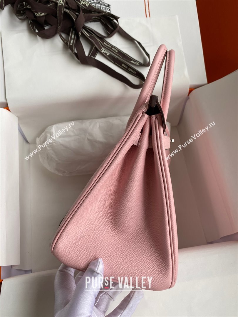 Hermes Birkin 25cm/30cm/35cm Bag in Original Epsom Leather 3Q Pink/Silver 2024 (Full Handmade) (XYA-24070104)