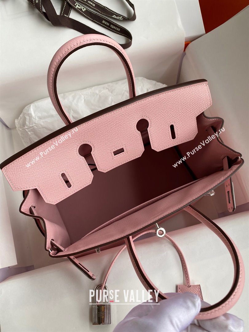 Hermes Birkin 25cm/30cm/35cm Bag in Original Epsom Leather 3Q Pink/Silver 2024 (Full Handmade) (XYA-24070104)