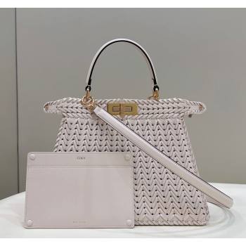 Fendi Peekaboo ISeeU Medium Bag in Beige Interlaced Leather 80138L 2024 Top (CL-24031518)