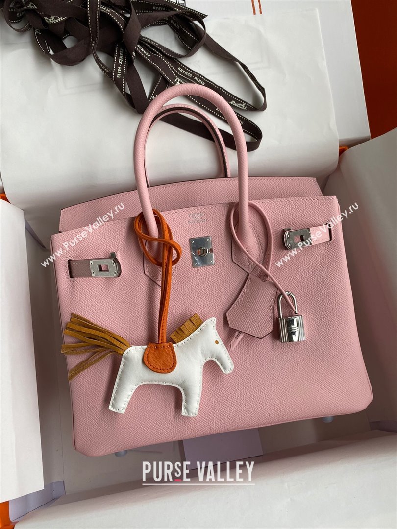 Hermes Birkin 25cm/30cm/35cm Bag in Original Epsom Leather 3Q Pink/Silver 2024 (Full Handmade) (XYA-24070104)