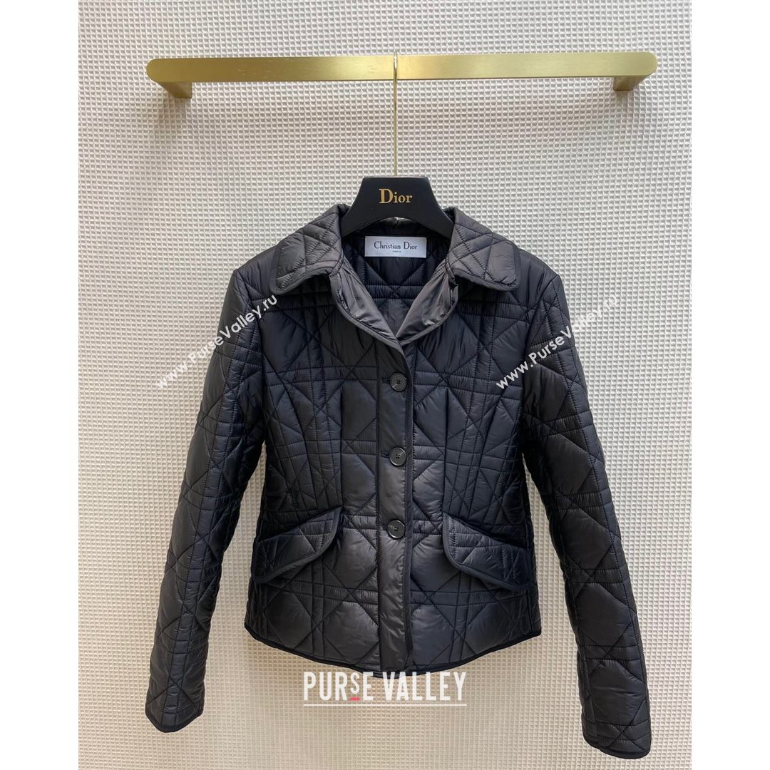 Dior Padded Cannage Short Coat Black 2021 (Q-21082614)