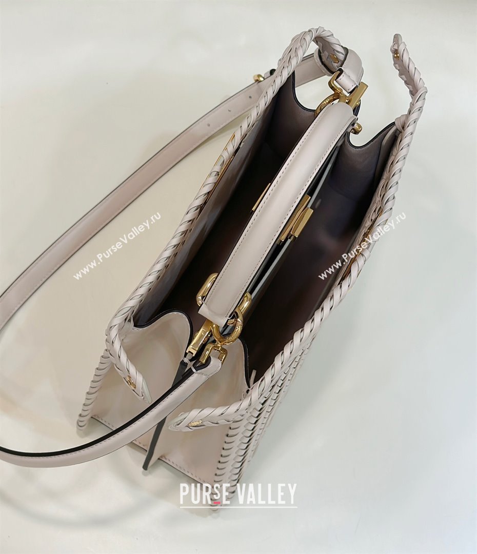 Fendi Peekaboo ISeeU Medium Bag in Beige Interlaced Leather 80138L 2024 Top (CL-24031518)