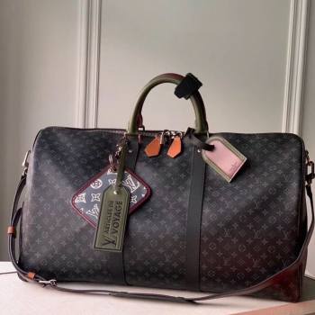 Louis Vuitton Keepall Bandouliere 50 Travel Bag in Black Monogram Canvas M56856 2020 (KI-20112415)