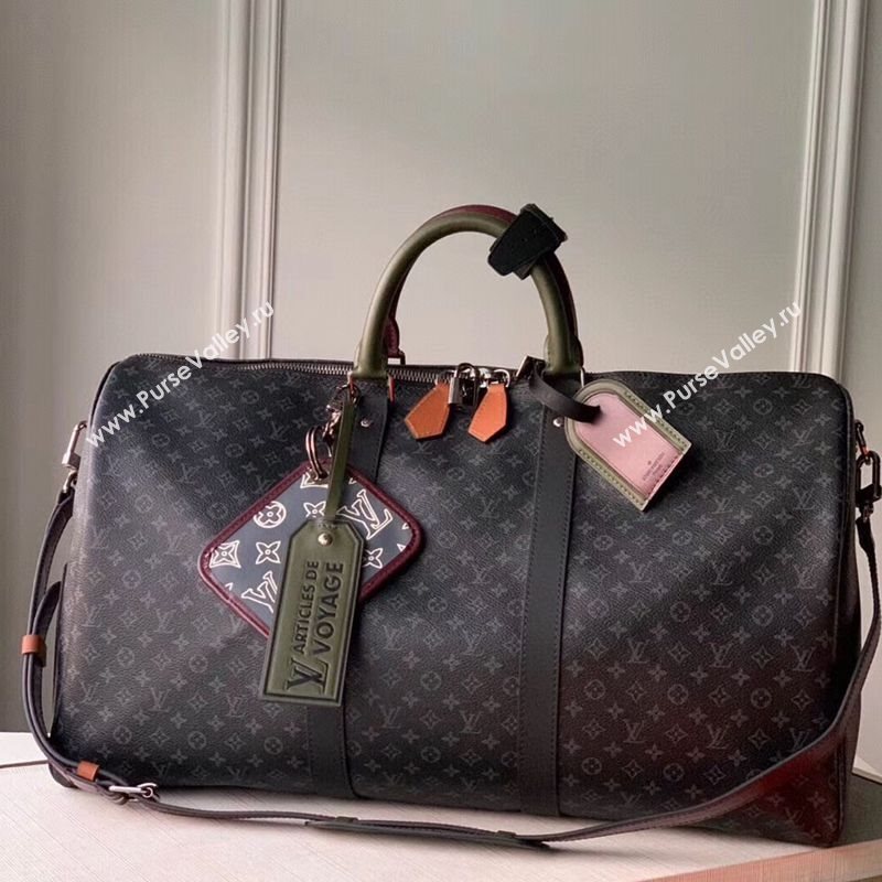 Louis Vuitton Keepall Bandouliere 50 Travel Bag in Black Monogram Canvas M56856 2020 (KI-20112415)