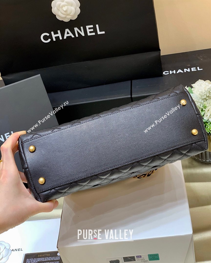 Chanel Medium Flap Bag with Top Handle in Grained Calfskin A92993 Black/Burgundy 2024 Top Quality (SHUNY-24082327)