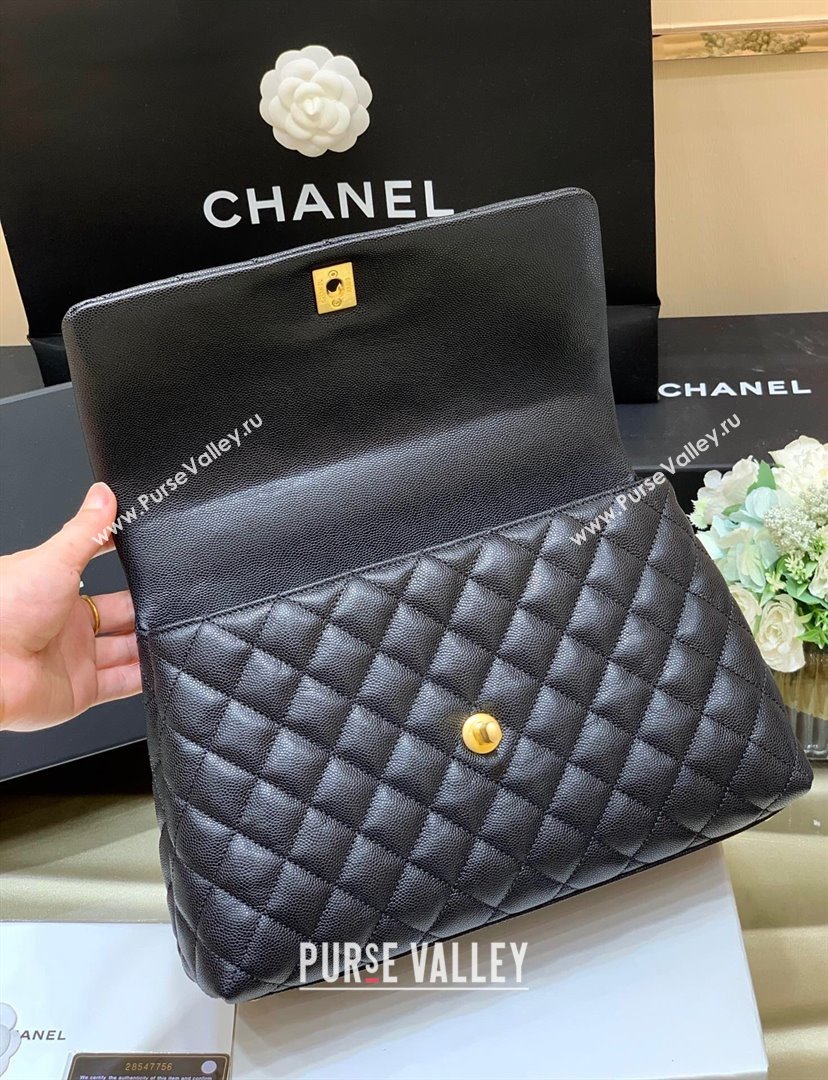 Chanel Medium Flap Bag with Top Handle in Grained Calfskin A92993 Black/Burgundy 2024 Top Quality (SHUNY-24082327)