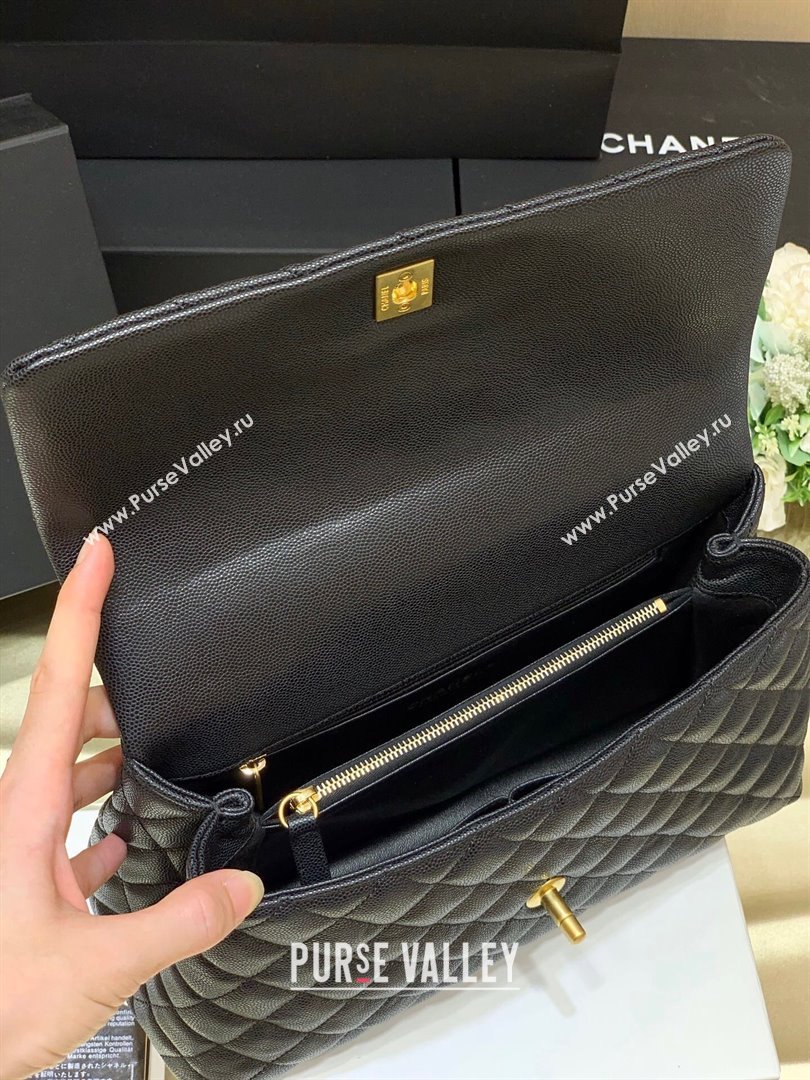 Chanel Medium Flap Bag with Top Handle in Grained Calfskin A92993 Black/Burgundy 2024 Top Quality (SHUNY-24082327)