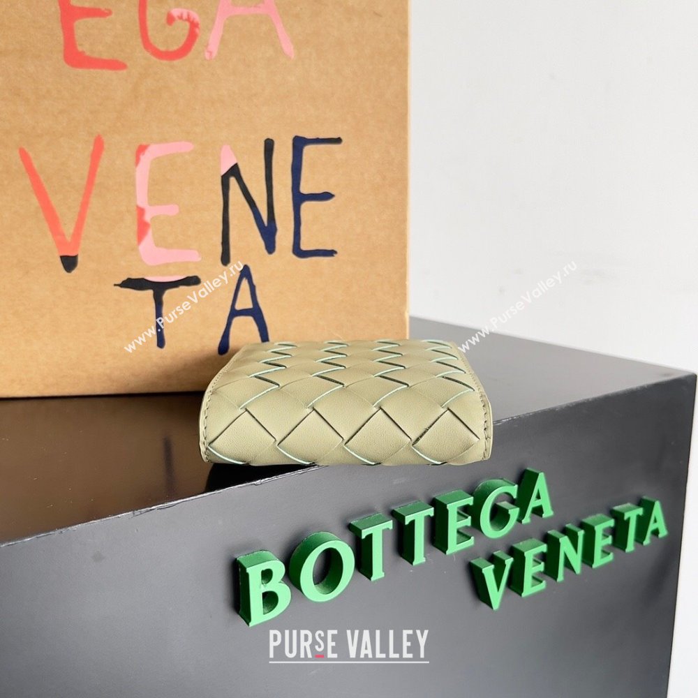 Bottega Veneta Intrecciato Leather Bi-Fold Wallet 63334 Travertine Green 2024 (MS-24012327)