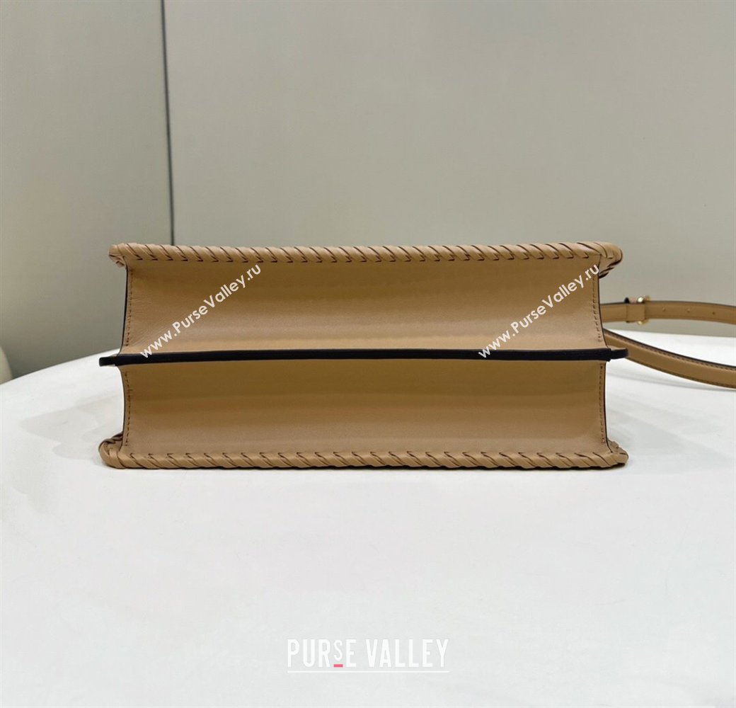 Fendi Peekaboo ISeeU Medium Bag in Camel Interlaced Leather 80138L 2024 Top (CL-24031520)