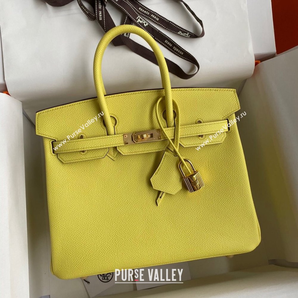 Hermes Birkin 25cm/30cm/35cm Bag in Original Epsom Leather Lemon Yellow/Gold 2024 (Full Handmade) (XYA-24070106)