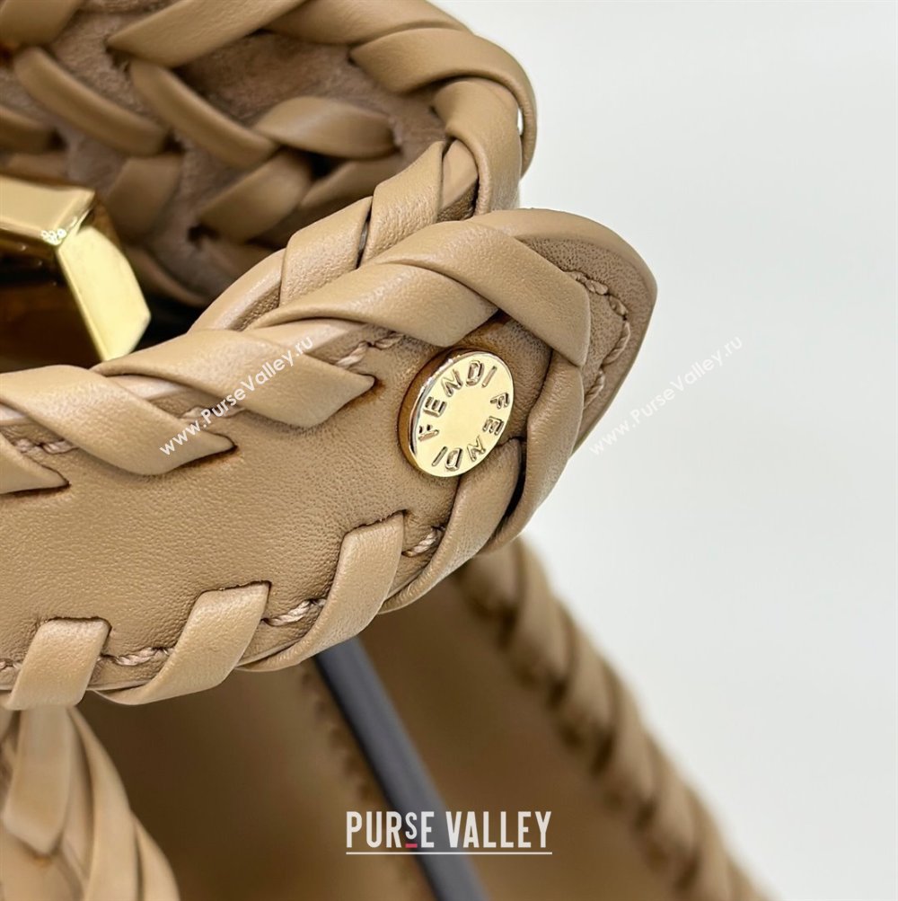 Fendi Peekaboo ISeeU Medium Bag in Camel Interlaced Leather 80138L 2024 Top (CL-24031520)