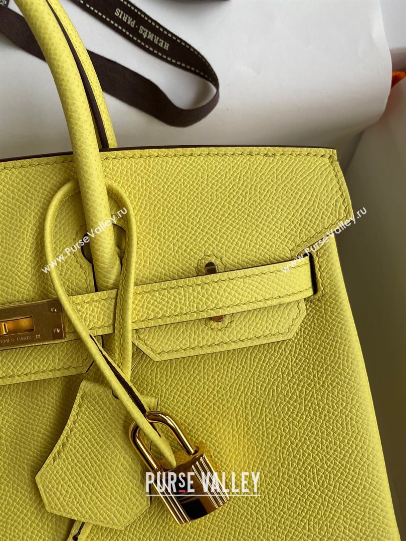 Hermes Birkin 25cm/30cm/35cm Bag in Original Epsom Leather Lemon Yellow/Gold 2024 (Full Handmade) (XYA-24070106)