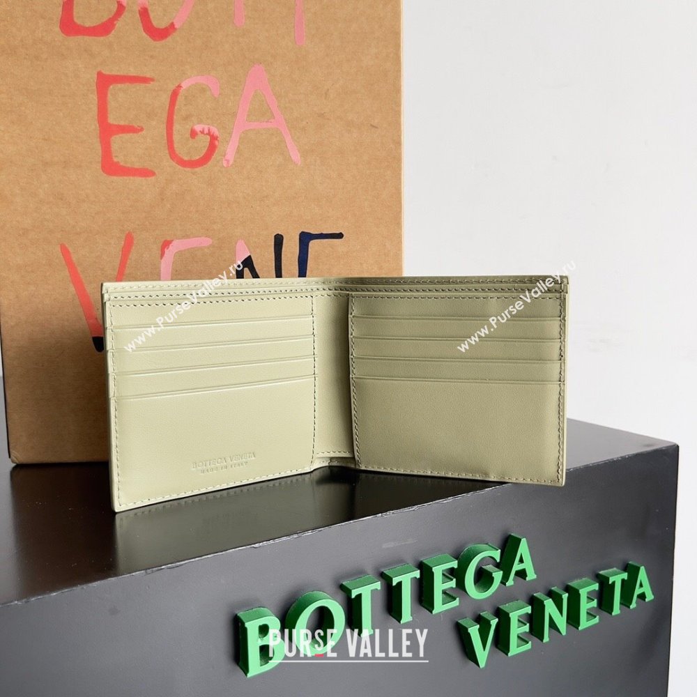 Bottega Veneta Intrecciato Leather Bi-Fold Wallet 63334 Travertine Green 2024 (MS-24012327)