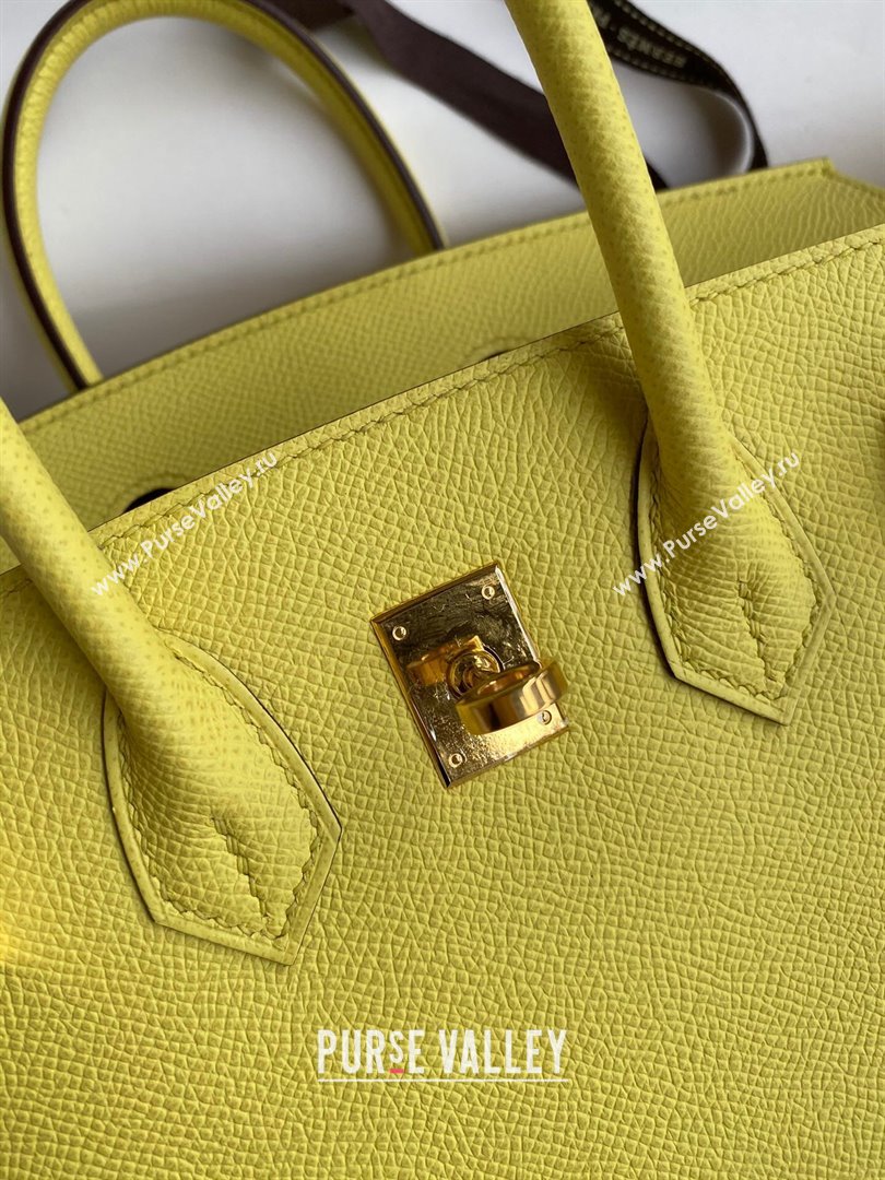 Hermes Birkin 25cm/30cm/35cm Bag in Original Epsom Leather Lemon Yellow/Gold 2024 (Full Handmade) (XYA-24070106)