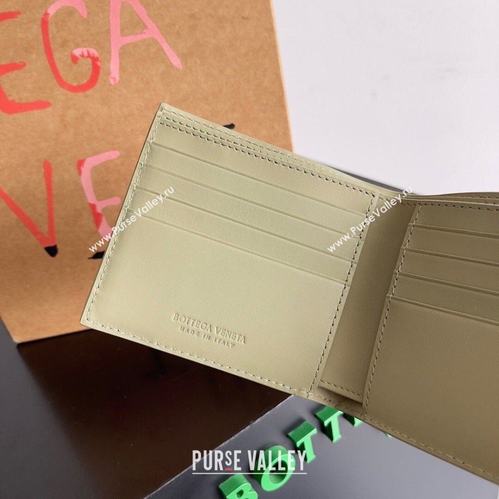 Bottega Veneta Intrecciato Leather Bi-Fold Wallet 63334 Travertine Green 2024 (MS-24012327)