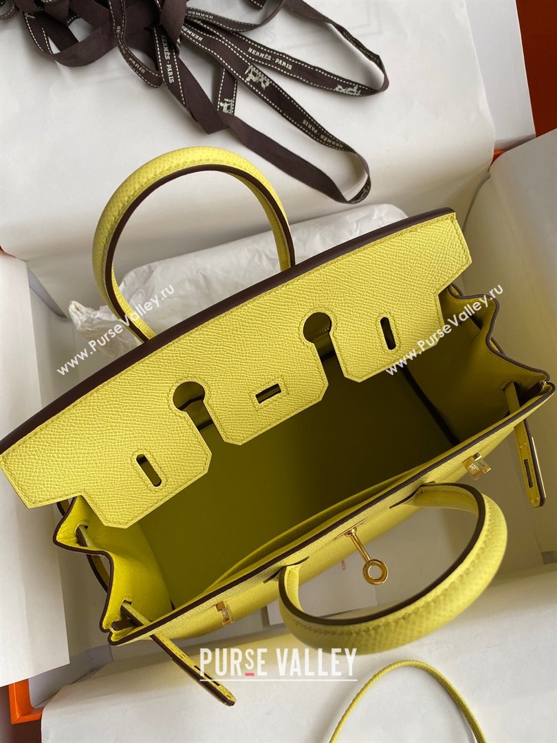 Hermes Birkin 25cm/30cm/35cm Bag in Original Epsom Leather Lemon Yellow/Gold 2024 (Full Handmade) (XYA-24070106)