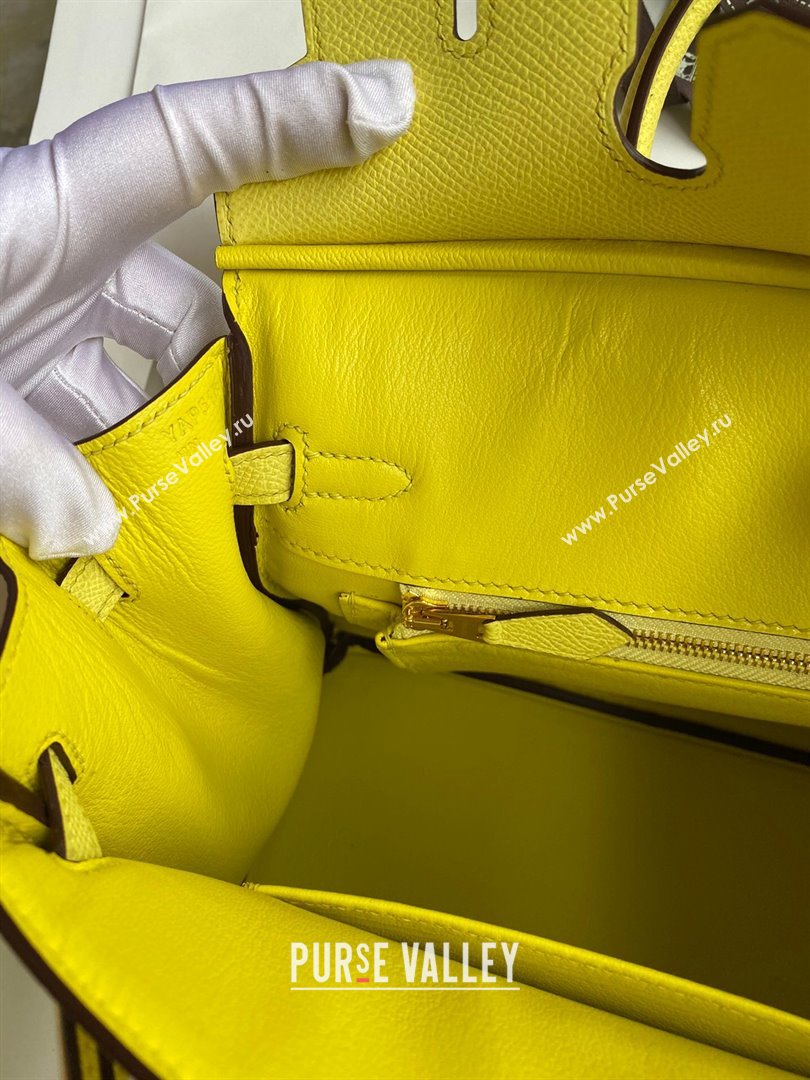 Hermes Birkin 25cm/30cm/35cm Bag in Original Epsom Leather Lemon Yellow/Gold 2024 (Full Handmade) (XYA-24070106)