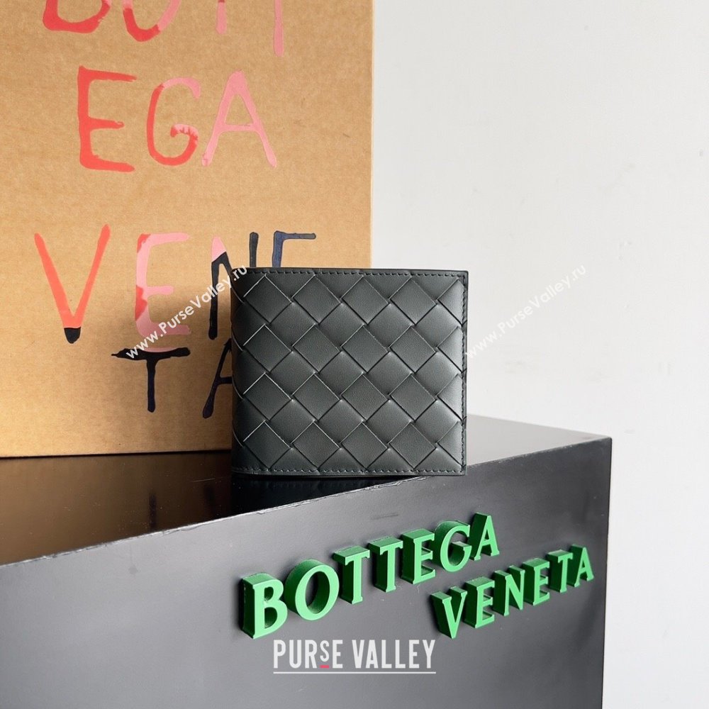 Bottega Veneta Intrecciato Leather Bi-Fold Wallet 63334 Deep Grey 2024 (MS-24012328)