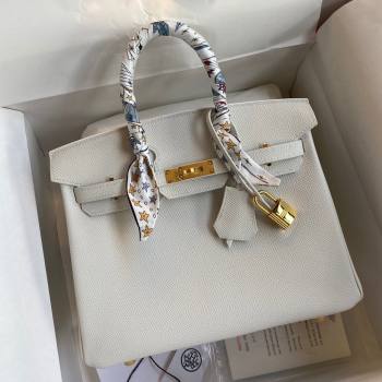 Hermes Birkin 25cm/30cm/35cm Bag in Original Epsom Leather Pure White/Gold 2024 (Full Handmade) (XYA-24070107)