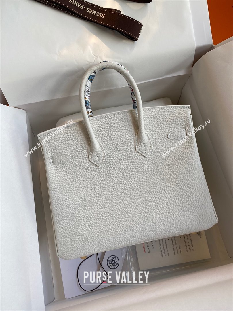 Hermes Birkin 25cm/30cm/35cm Bag in Original Epsom Leather Pure White/Gold 2024 (Full Handmade) (XYA-24070107)