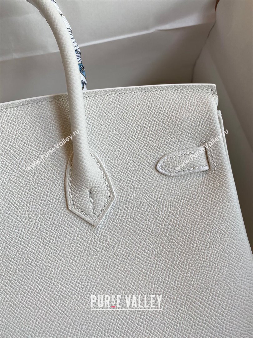 Hermes Birkin 25cm/30cm/35cm Bag in Original Epsom Leather Pure White/Gold 2024 (Full Handmade) (XYA-24070107)