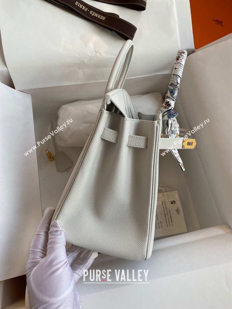 Hermes Birkin 25cm/30cm/35cm Bag in Original Epsom Leather Pure White/Gold 2024 (Full Handmade) (XYA-24070107)