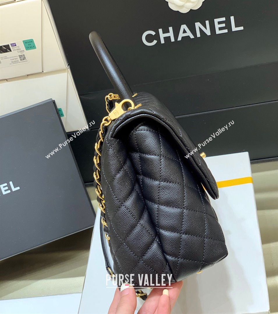 Chanel Medium Flap Bag with Top Handle in Grained Calfskin A92993 Black 2024 Top Quality (SHUNY-24082325)