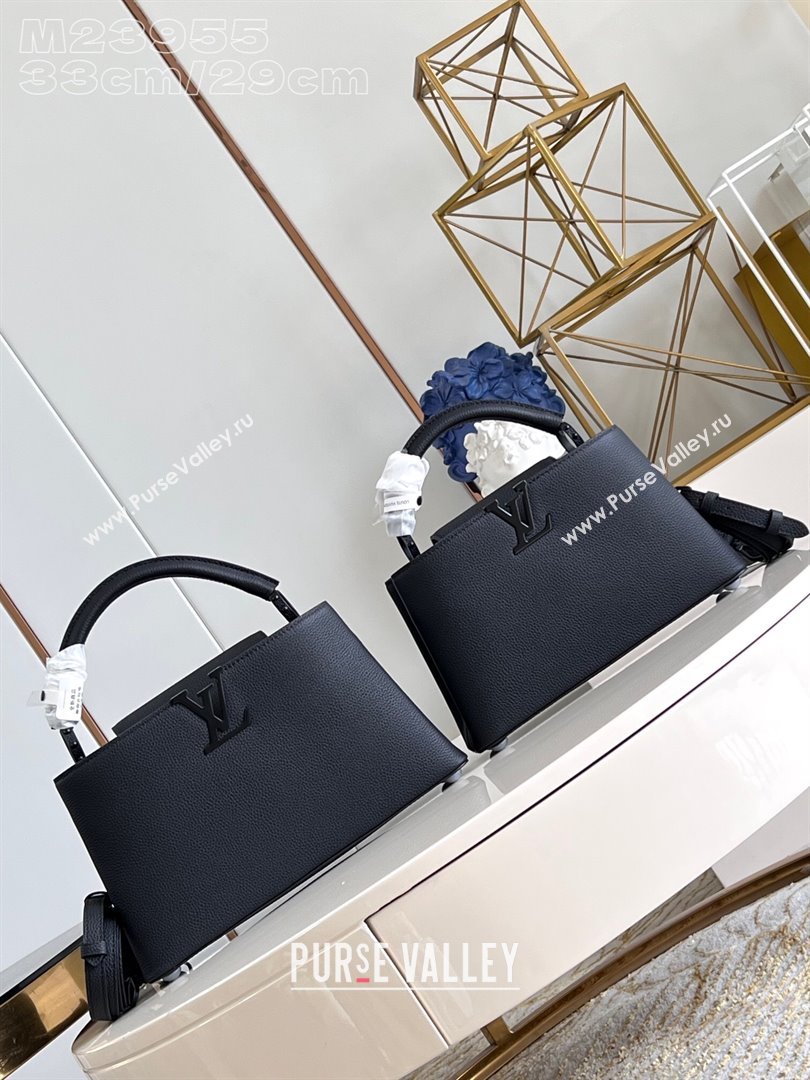Louis Vuitton Capucines East-West Small Bag in Matte Calfskin M23955 All Black 2024 (JUAN-24031522)