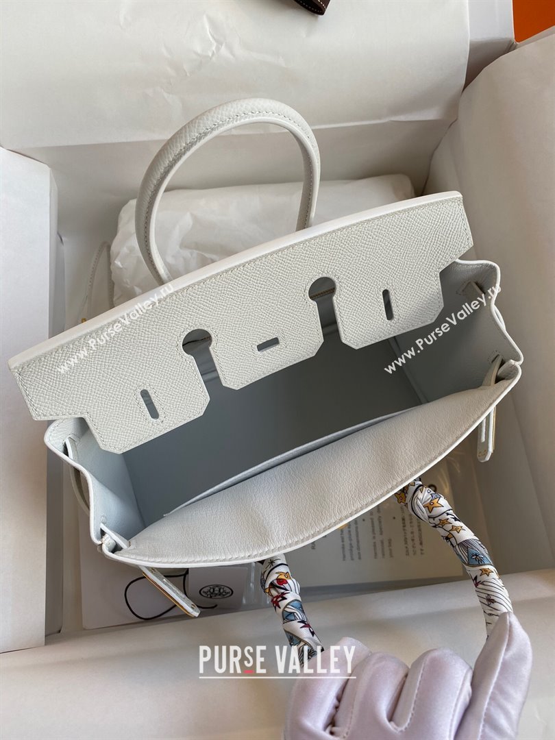 Hermes Birkin 25cm/30cm/35cm Bag in Original Epsom Leather Pure White/Gold 2024 (Full Handmade) (XYA-24070107)