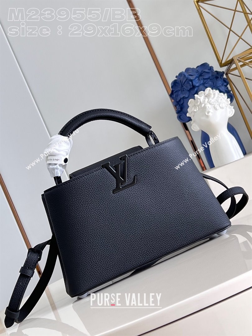 Louis Vuitton Capucines East-West Small Bag in Matte Calfskin M23955 All Black 2024 (JUAN-24031522)