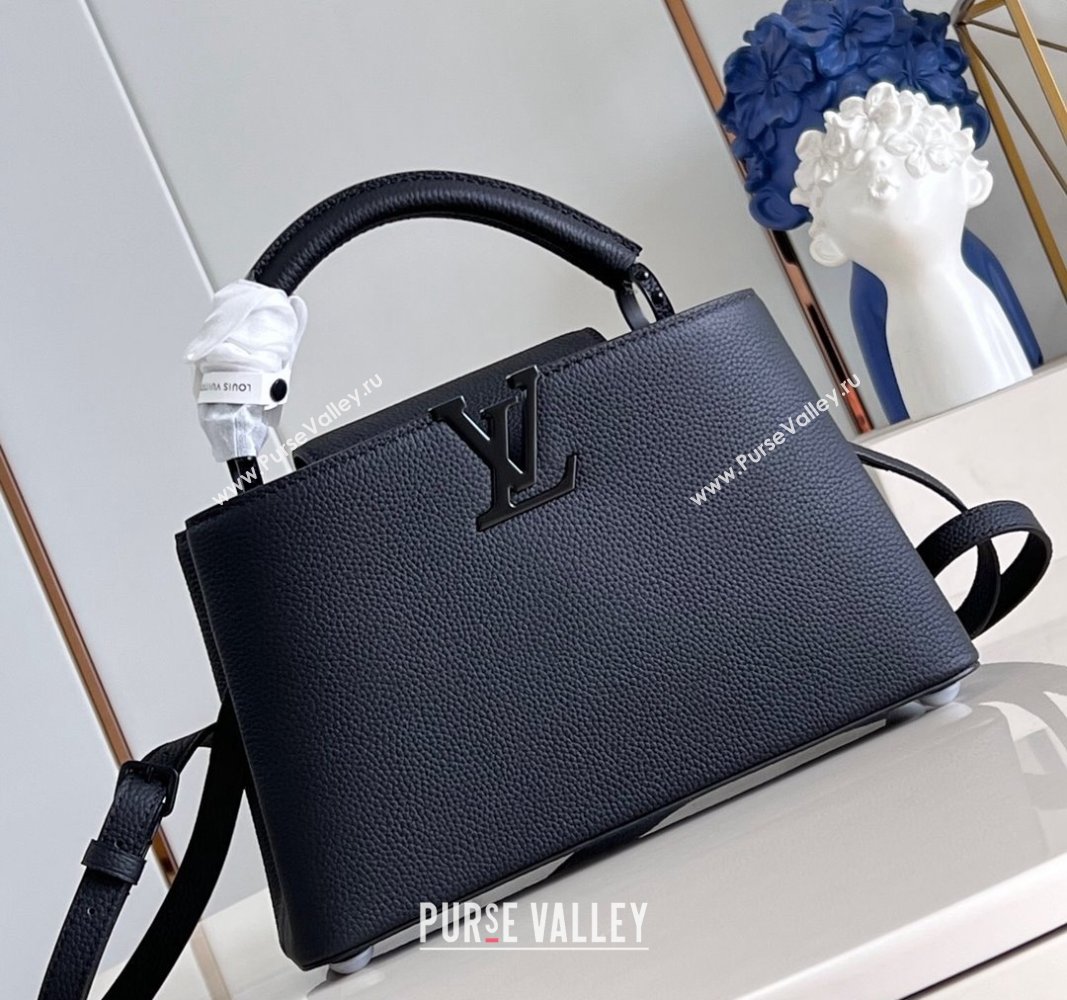 Louis Vuitton Capucines East-West Small Bag in Matte Calfskin M23955 All Black 2024 (JUAN-24031522)