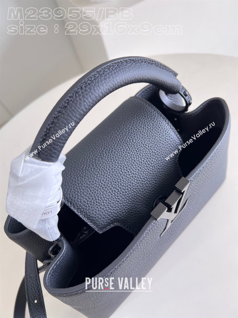 Louis Vuitton Capucines East-West Small Bag in Matte Calfskin M23955 All Black 2024 (JUAN-24031522)