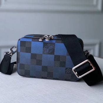 Louis Vuitton Mens Alpha Wearable Wallet with Strap/Mini Bag in Blue Damier Giant Canvas N60414 2020 (KI-20112417)