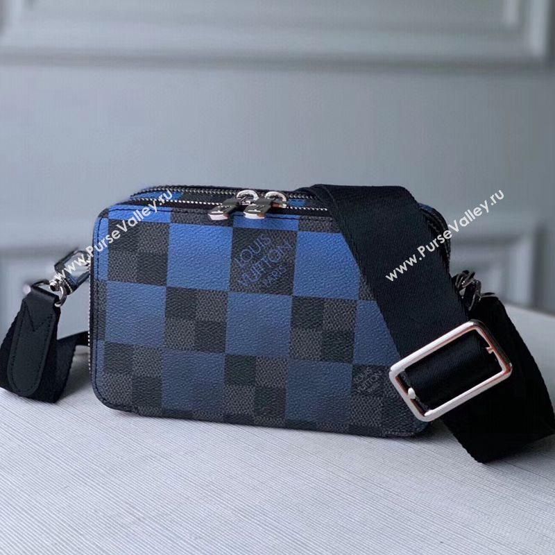 Louis Vuitton Mens Alpha Wearable Wallet with Strap/Mini Bag in Blue Damier Giant Canvas N60414 2020 (KI-20112417)