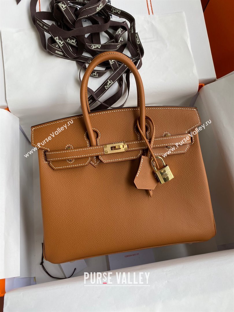 Hermes Birkin 25cm/30cm/35cm Bag in Original Epsom Leather Brown/Gold 2024 (Full Handmade) (XYA-24070108)