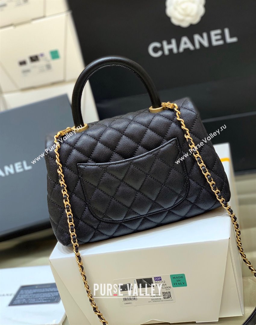 Chanel Small Flap Bag with Top Handle in Grained Calfskin A92990 Black 2024 Top Quality (SHUNY-24082324)