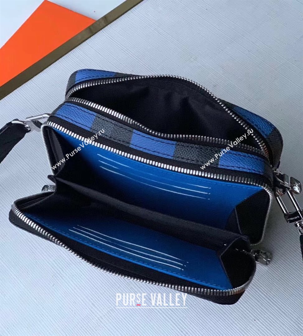Louis Vuitton Mens Alpha Wearable Wallet with Strap/Mini Bag in Blue Damier Giant Canvas N60414 2020 (KI-20112417)