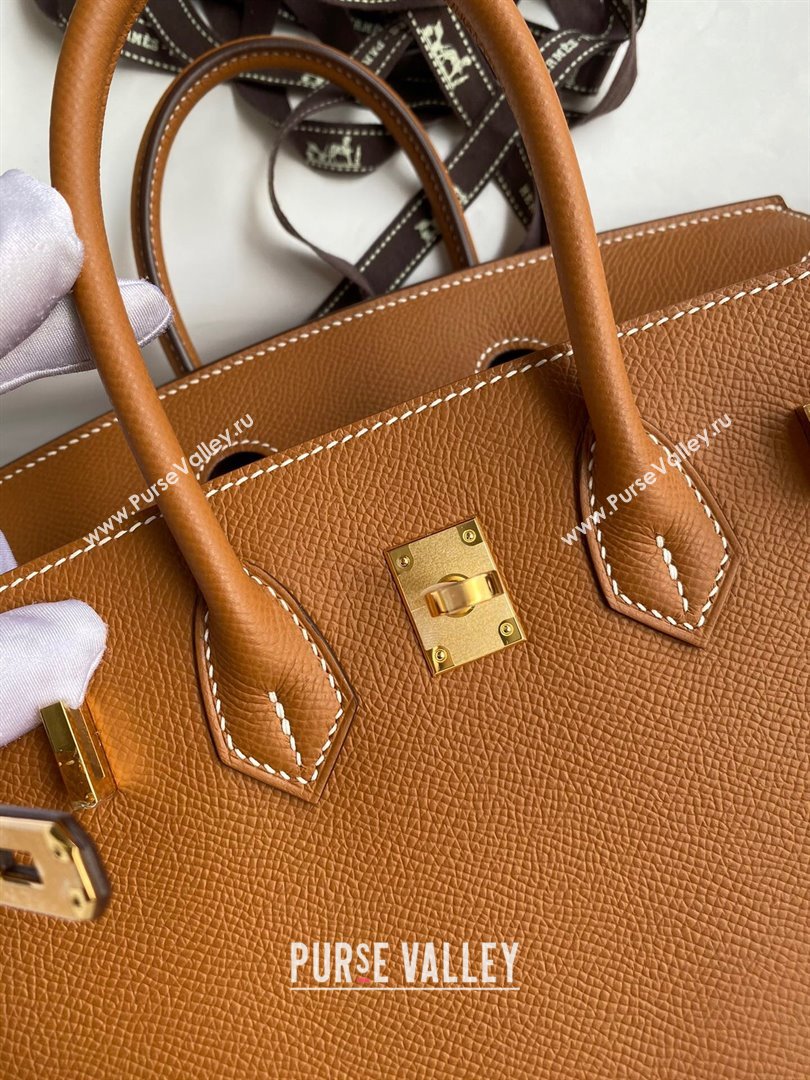 Hermes Birkin 25cm/30cm/35cm Bag in Original Epsom Leather Brown/Gold 2024 (Full Handmade) (XYA-24070108)