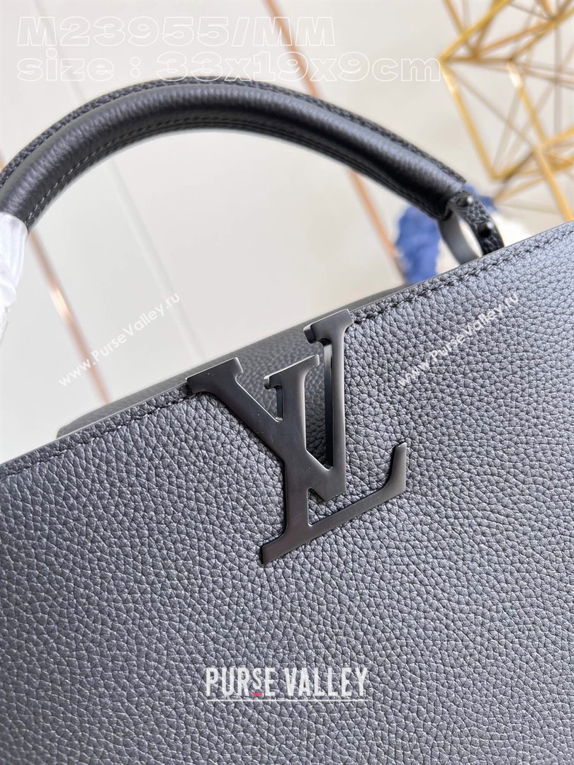 Louis Vuitton Capucines East-West Medium Bag in Matte Calfskin M23955 All Black 2024 (JUAN-24031523)